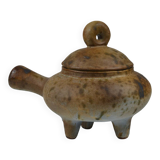tripod ceramic with lid, signed Agnès Escala