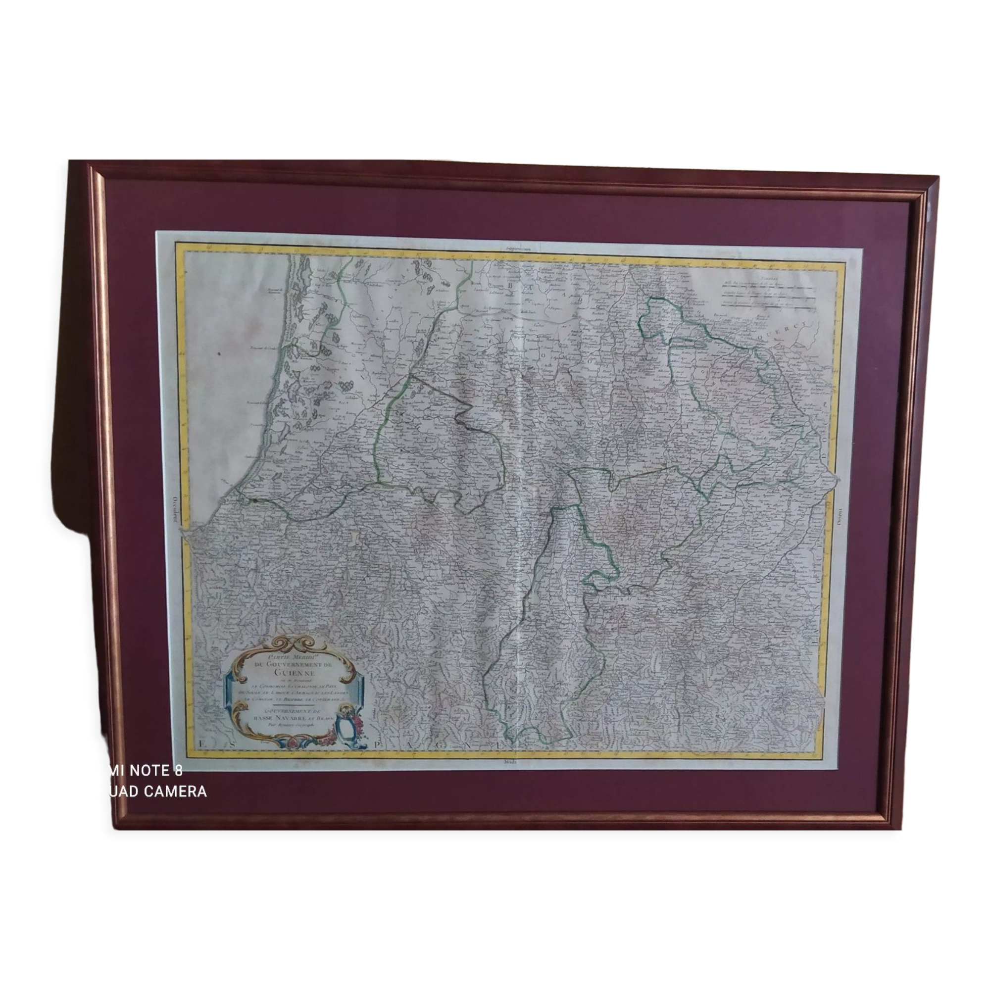 Carte ancienne de Guyenne par de Vaugondy vers 1753