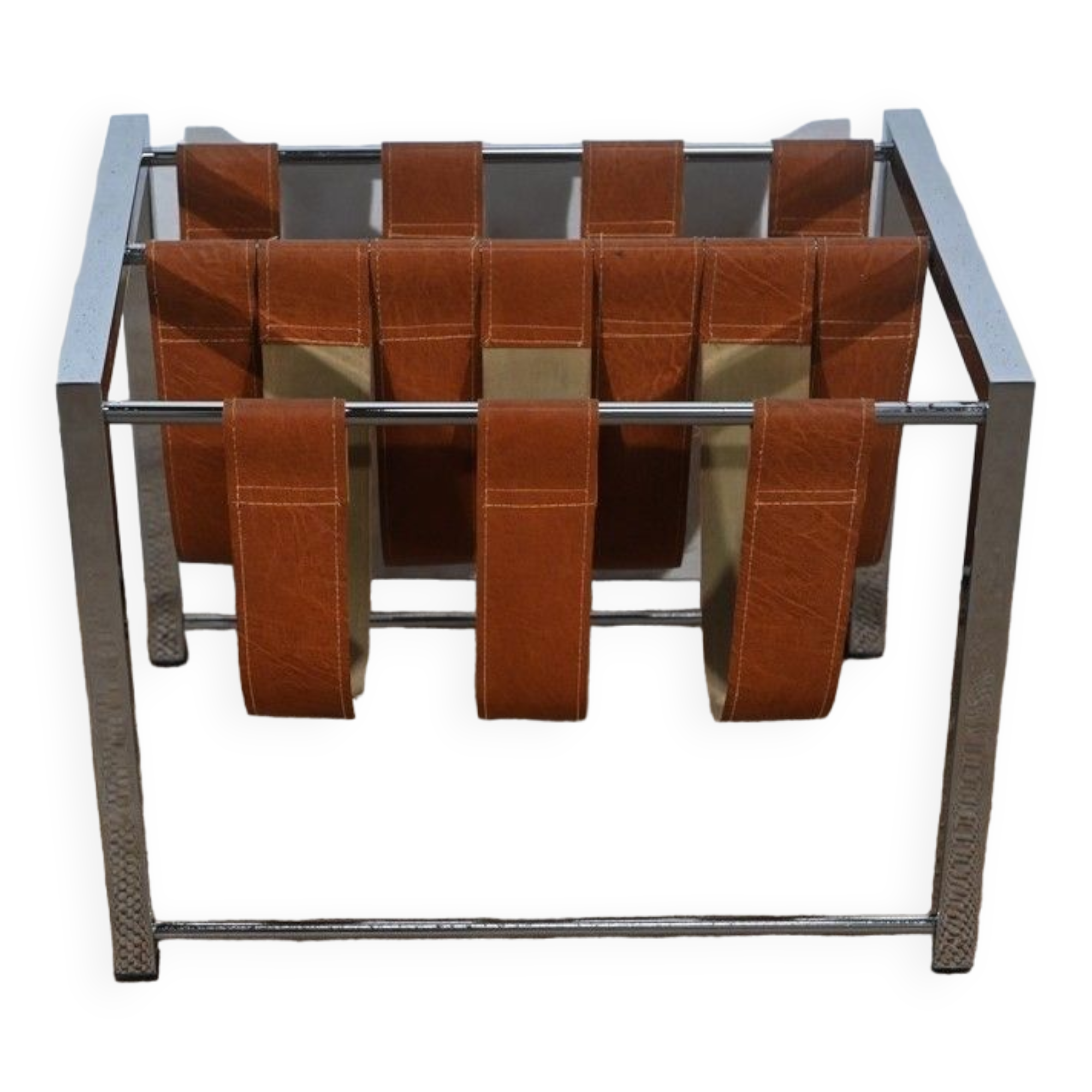 Leather and Chrome Magazine Holders "Novatrend" - XXth