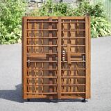 Folding wooden baby park on wheels, vintage park