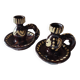 Duo of vintage ceramic candlesticks from Alsace, Obernai