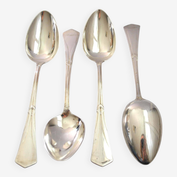 Set of 4 art deco table spoons in silver metal e. feisskohl 1920-1930