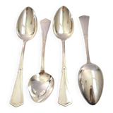 Set of 4 art deco table spoons in silver metal e. feisskohl 1920-1930