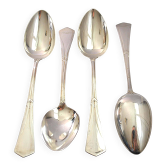 Set of 4 art deco table spoons in silver metal e. feisskohl 1920-1930