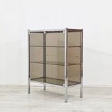Chrome metal display cabinet with smoked glass – modernist design, 1920s.