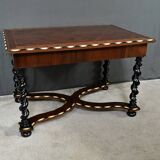 Desk table in precious wood marquetry, Napoleon III period – mid-19th century