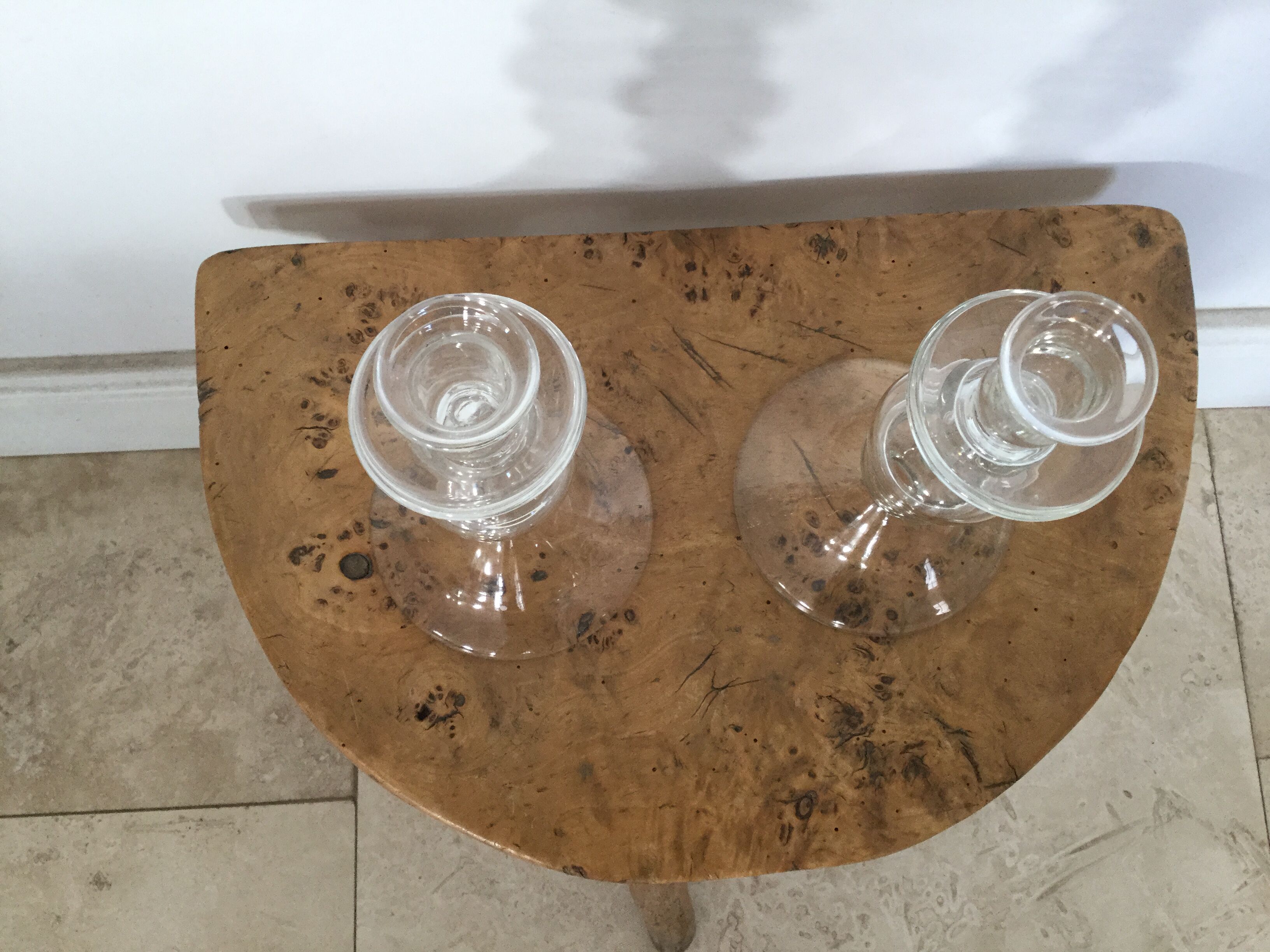 Pair of glass candlesticks