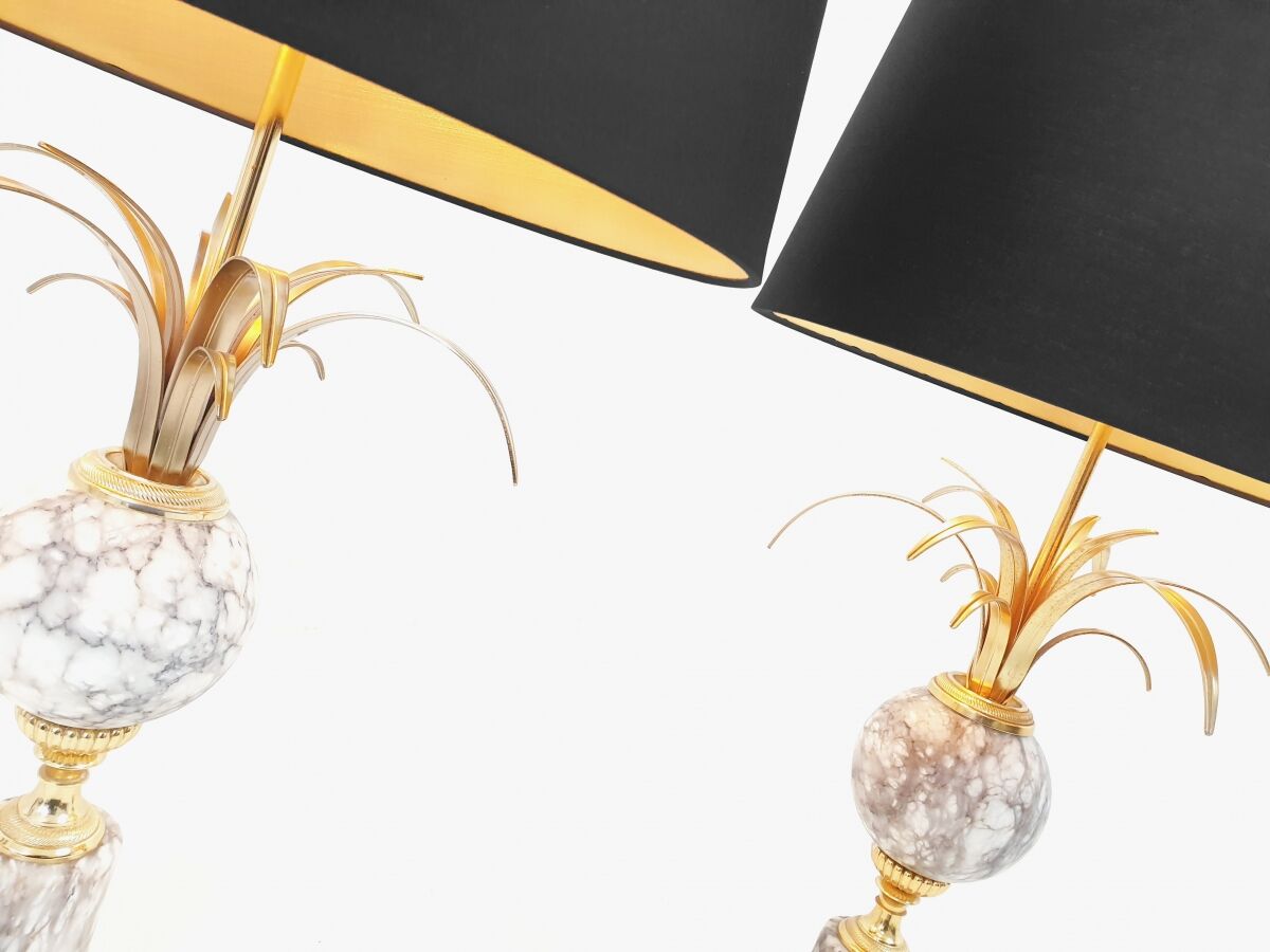 Pair of marble and brass palm lamps by Baker SA