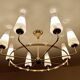 Large Vintage Italian Pendant Light, 1950s, Brass Glass
