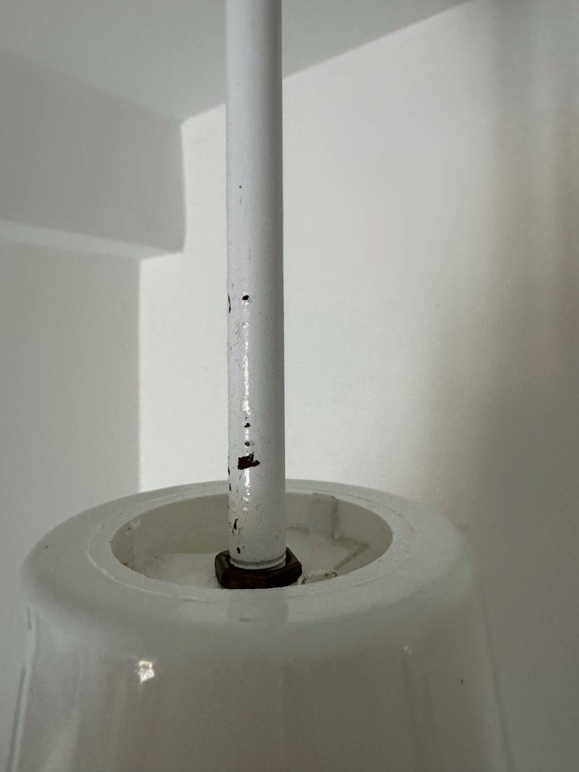 Holophane glass chandelier from the 1970s.