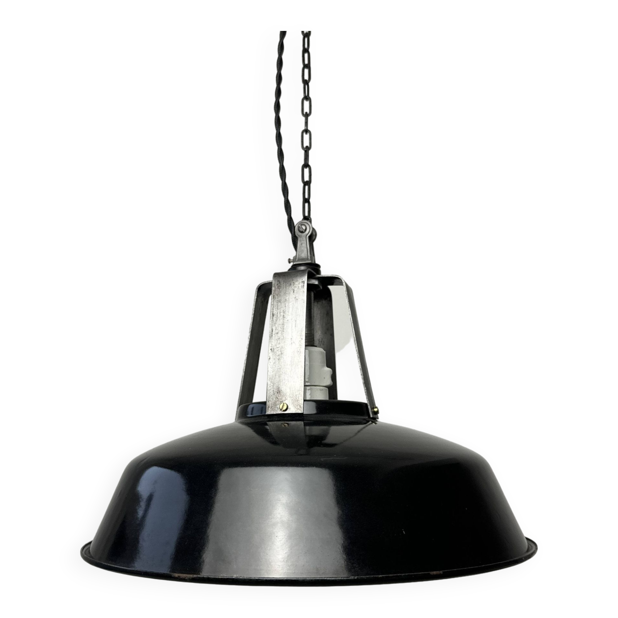 Old mazda enamelled industrial pendant 34.5 cm