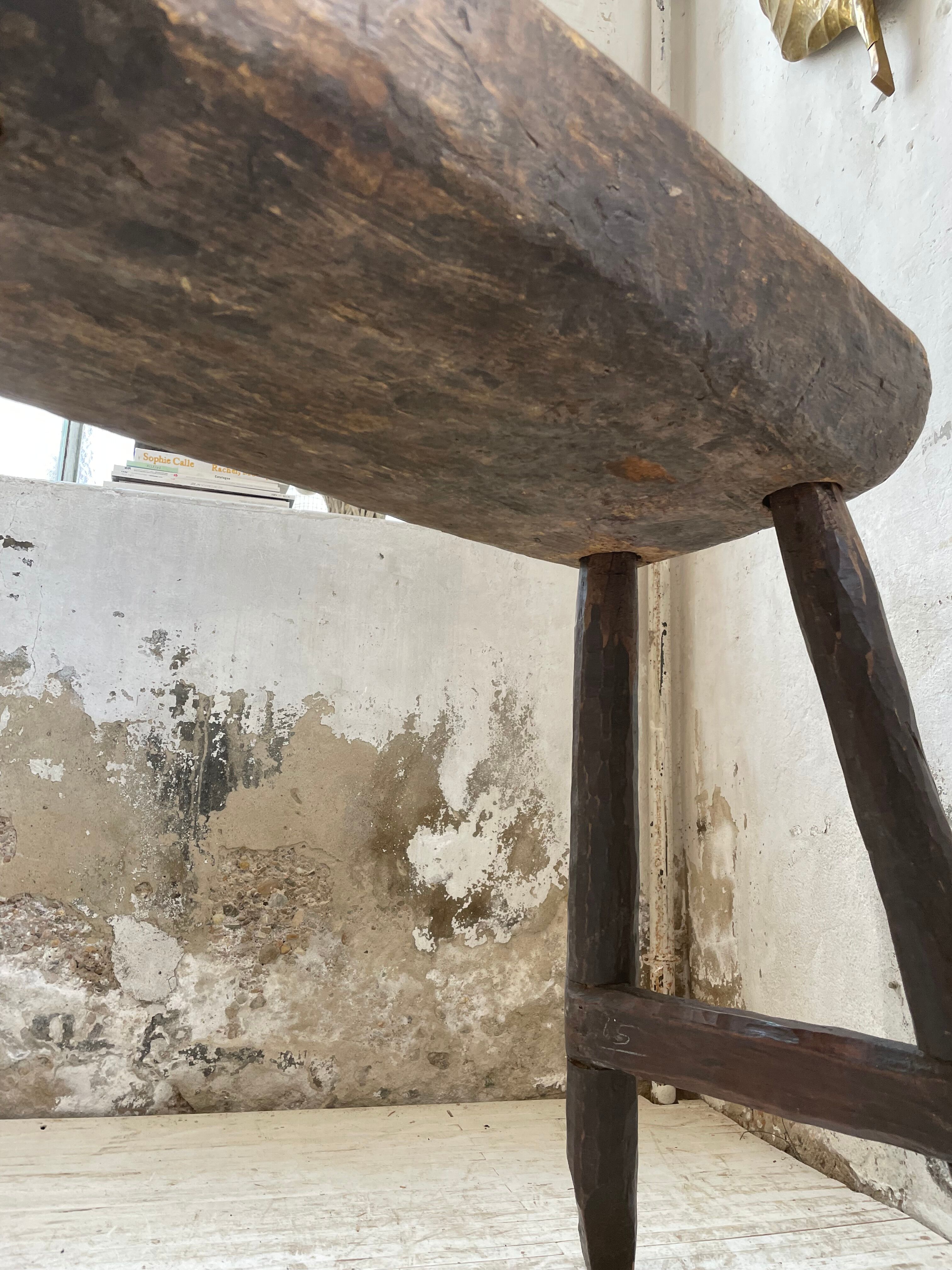 Brutalist solid wood console