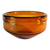 Vintage amber blown glass bowl - decorative bubbles