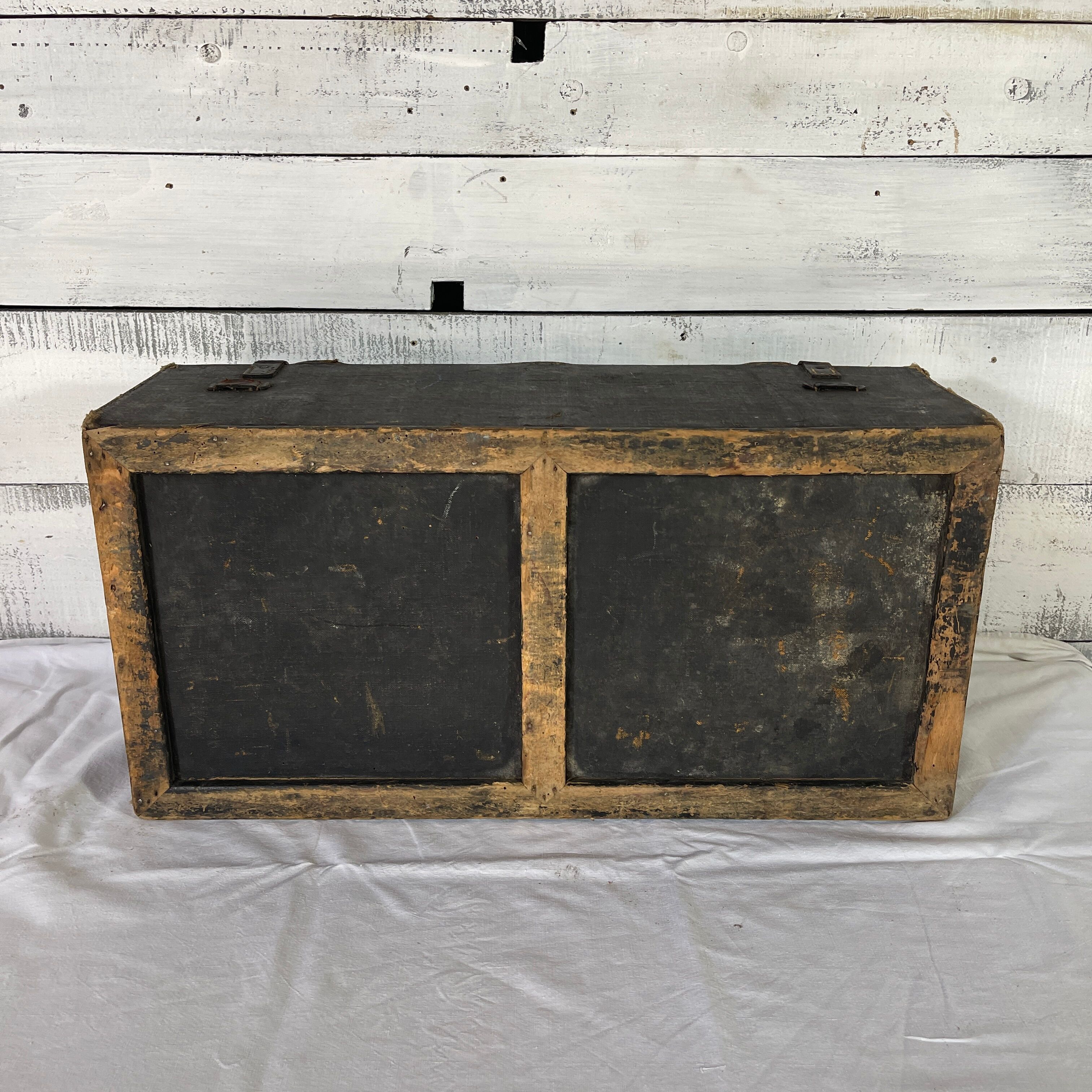 Old black canvas trunk