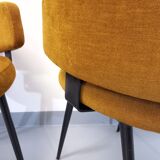 Paire de fauteuils italiens vintage en velours et métal noir des années 60