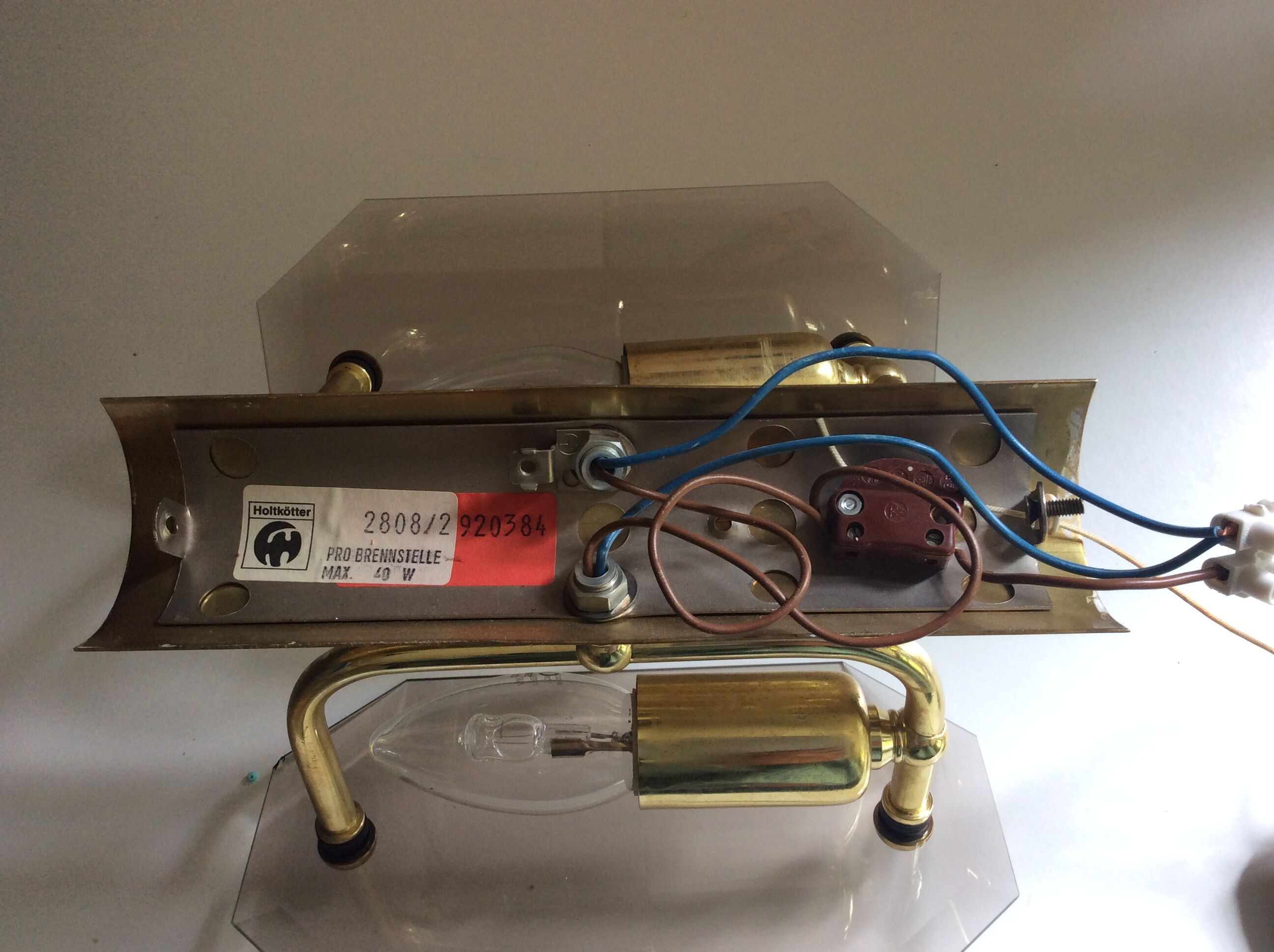 3 brass and vintage glass wall sconces