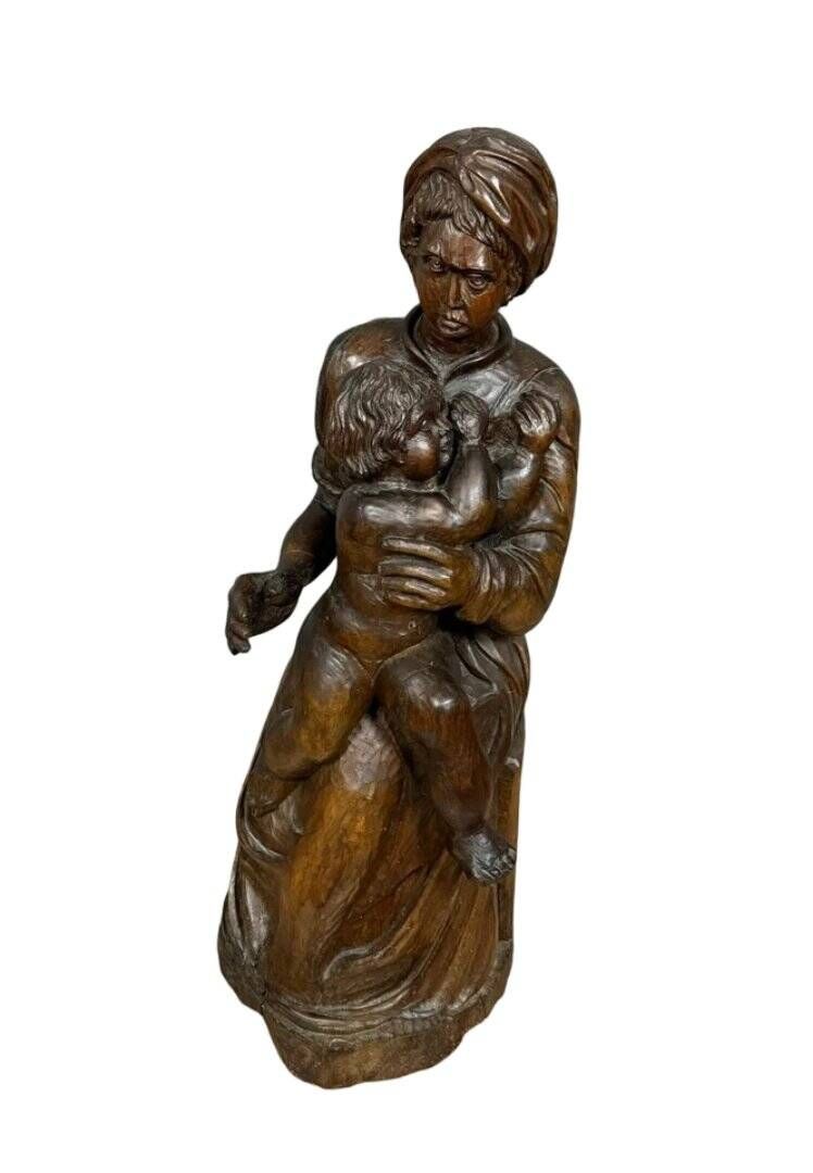 French School of the 17th century: a very large sculpture depicting a maternity.