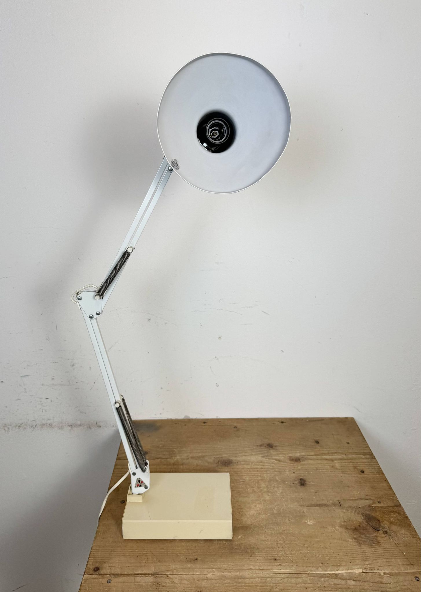 Vintage White Italian Architect Table Lamp, 1970s
