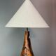 Sculptural artisanal brutalist midcentury burl wood turned table lamp 1960s