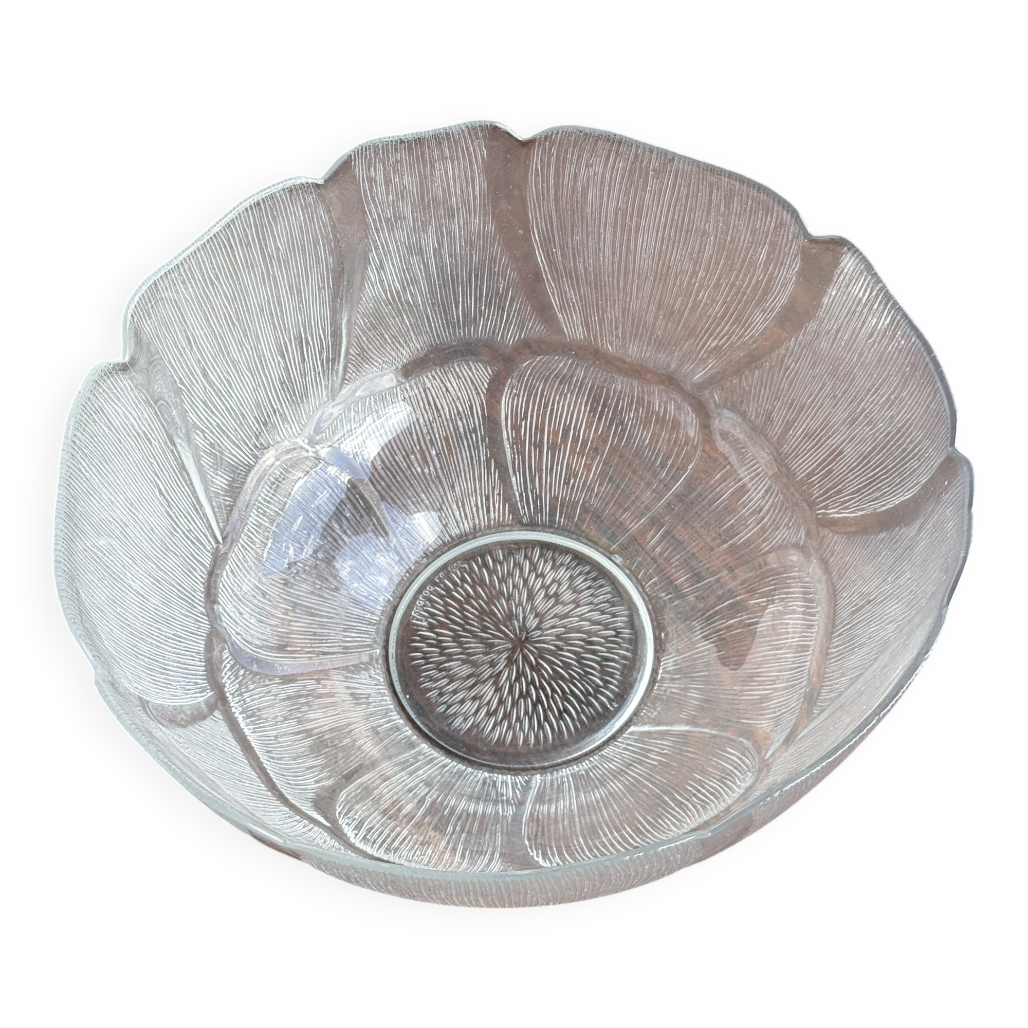 Very large vintage salad bowl with a stylised flower petal pattern H14.5
