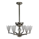 6-spoke Art Deco Modernist chrome chandelier, France, circa 1930