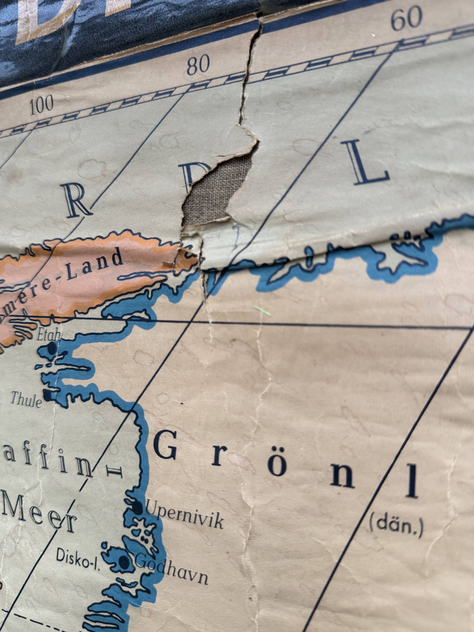 Karl Wenschow German 1950’s Very Large Canvas Map