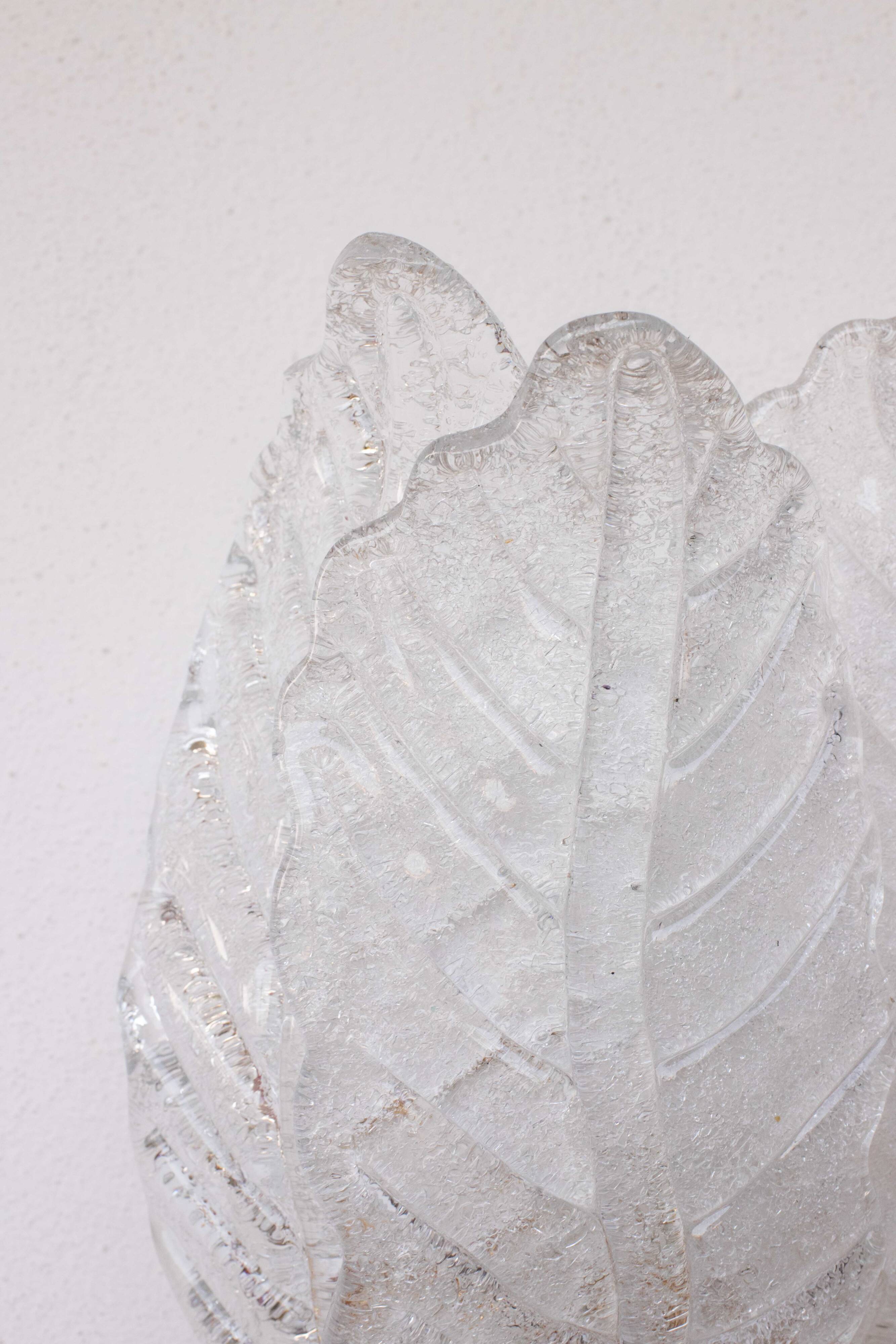 Set of 4 Florence, elegant Murano wall light transparent leaves, 1970