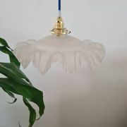 Suspension abat-jour vintage en verre dépoli