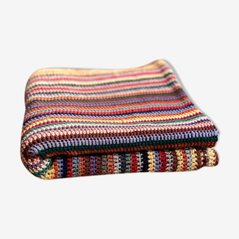 Plaid wool blanket crochet by hand