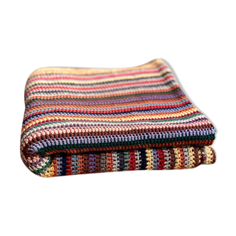Plaid couverture en laine crochet à la main