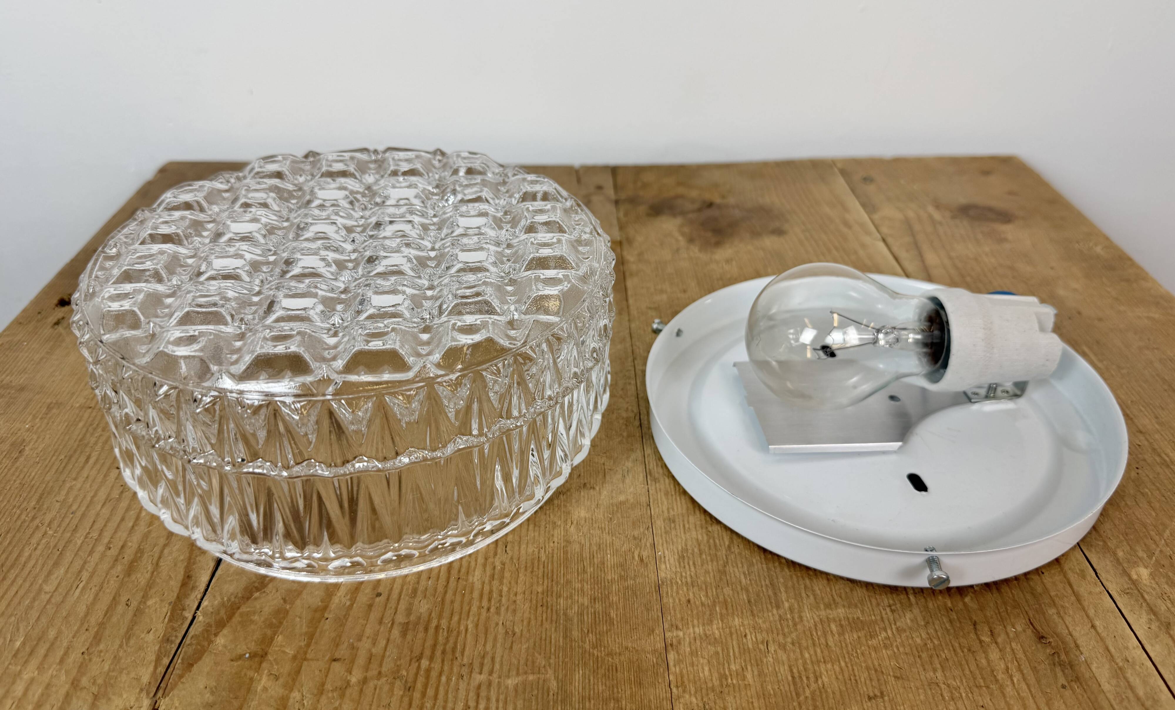 Vintage Glass Wall or Ceiling Light, 1970s