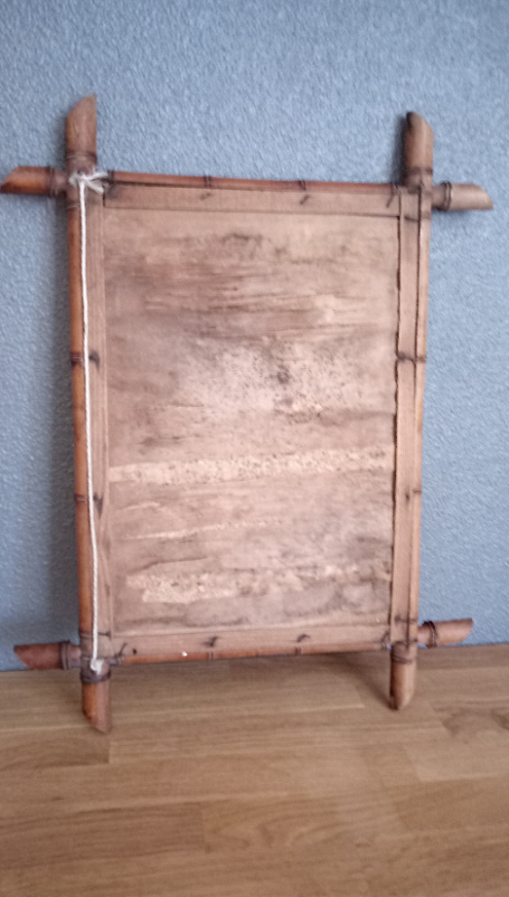 Miroir ancien "cadre bambou" 45 x 57 cm