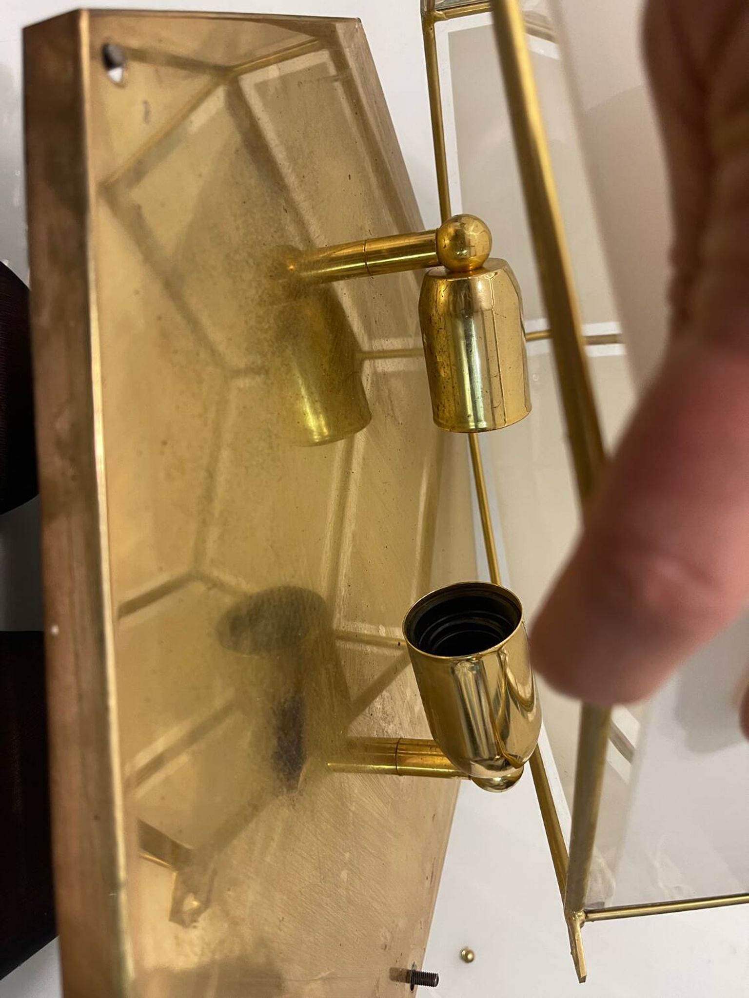 Hexagonal Brass Glass Sconces Set of 2