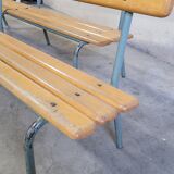 Paire de bancs d'école maternelle enfant fabrication 1950