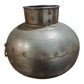 antique Indian brass tin-plated water pot vintage from Rajasthan