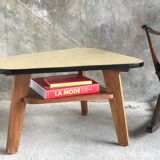 Modernist free-form tripod coffee table 2 trays - 1950