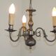 Italian Vintage Silver Brushed Metal 3 Light Flemish Style Chandelier