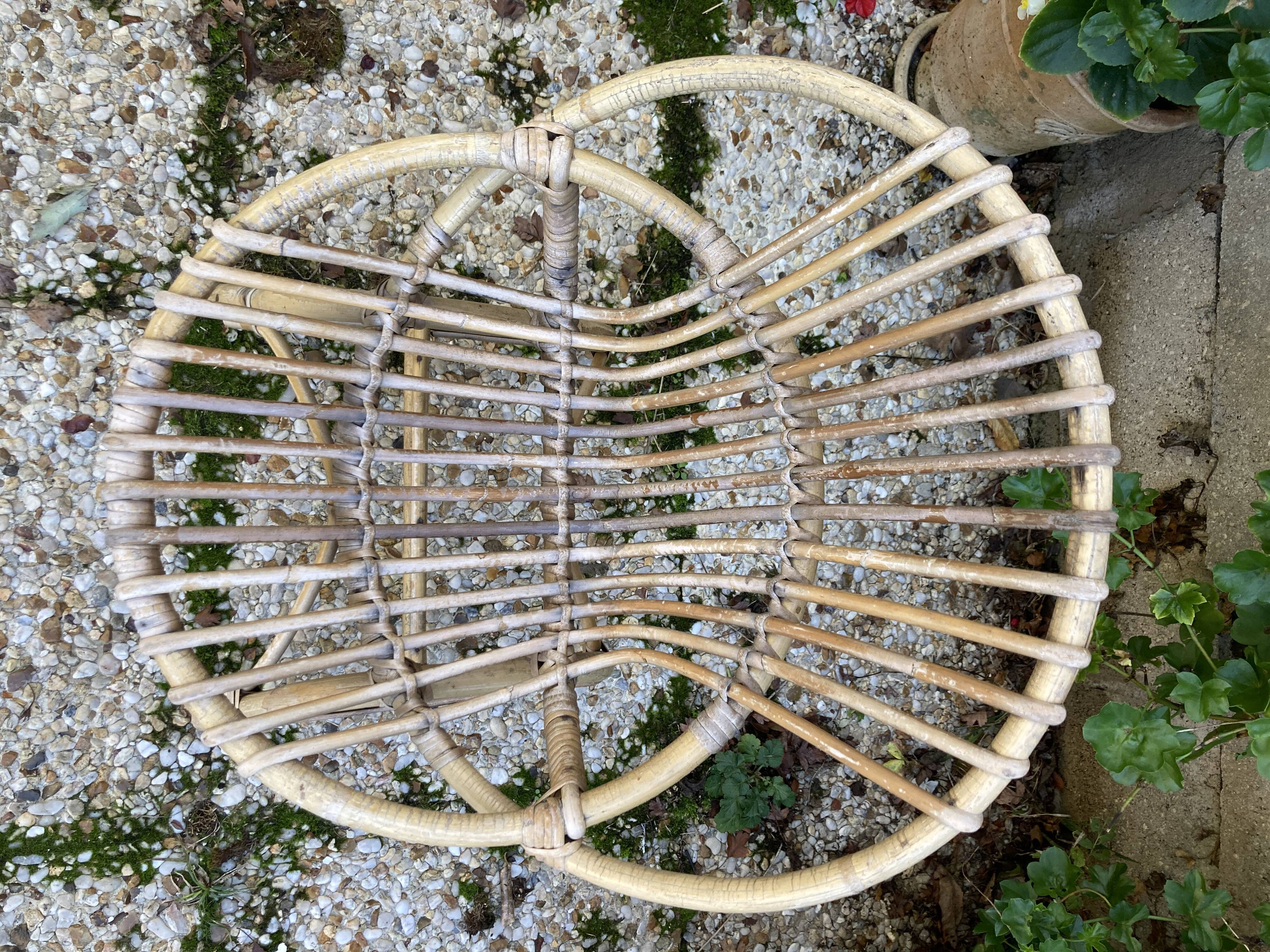 Set of 3 vintage rattan armchairs