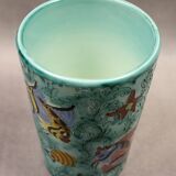 Earthenware vase decorated with fish signed Monaco Cerart