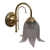 Flower wall lamp in glass and gilded metal