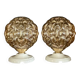 Pair of "Globe" wall lights in amber glass and ceramic - 1970.