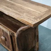 1970s Asian Rustic Solid Wood Console Table, Hand-Carved Primitive Sideboar
