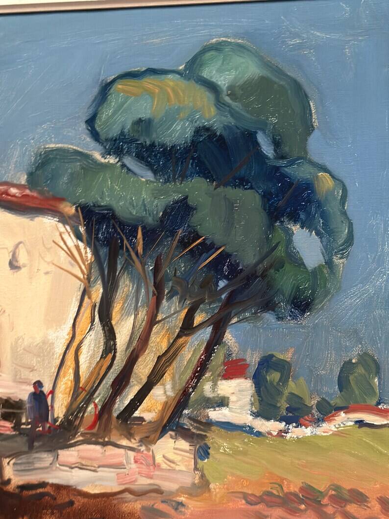 Original Swedish Oil on Canvas – “Mediterranean Scene” by Axel Hamborn – Signed – Vintage & Framed