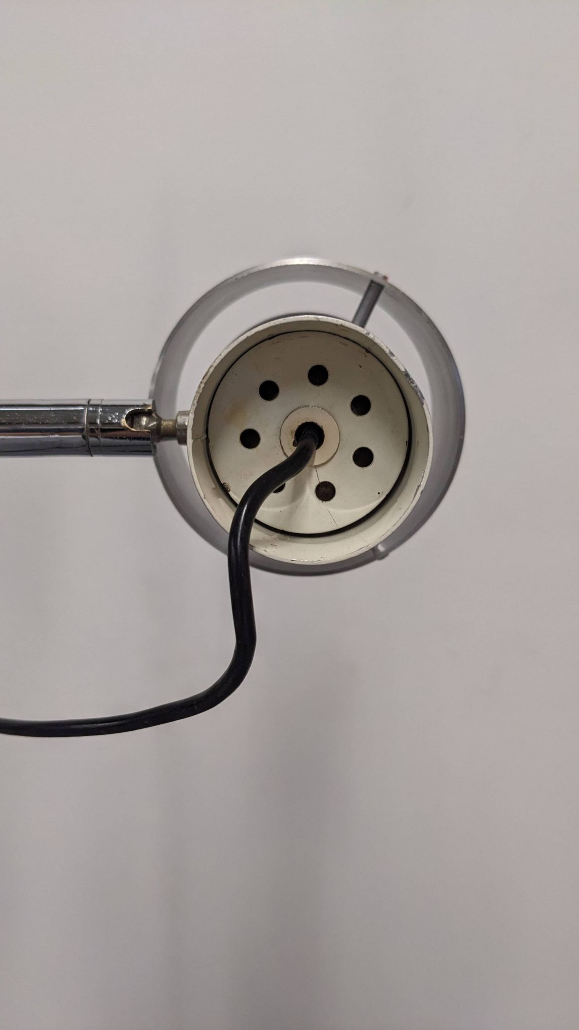 Space age modernist floor lamp with 2 aluminium spots, France circa 1970.