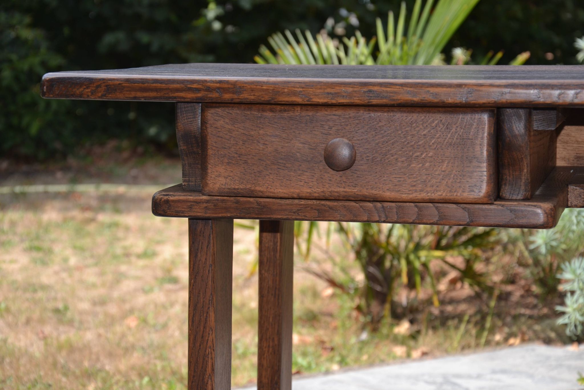 "Brutalist" farmhouse desk/table in solid oak