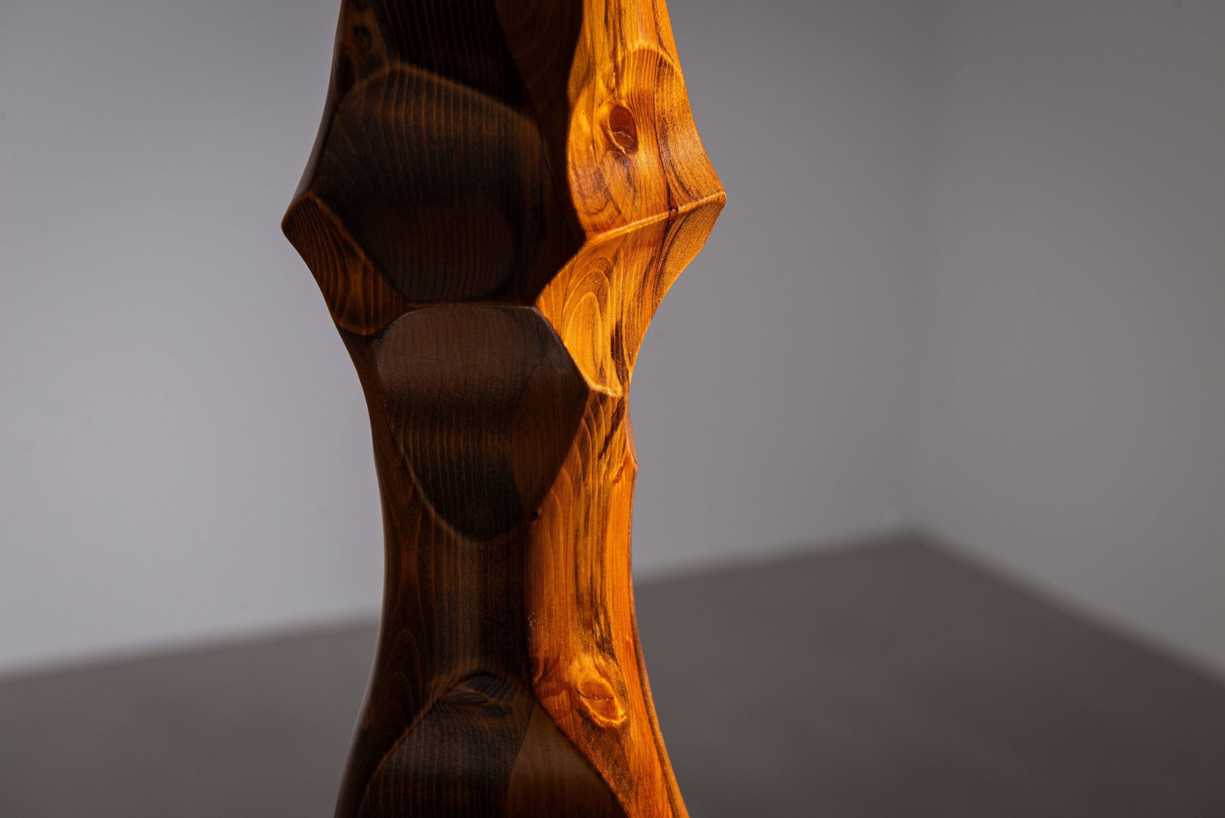 Minimalist abstract handcarved wooden sculpture