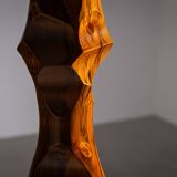 Minimalist abstract handcarved wooden sculpture