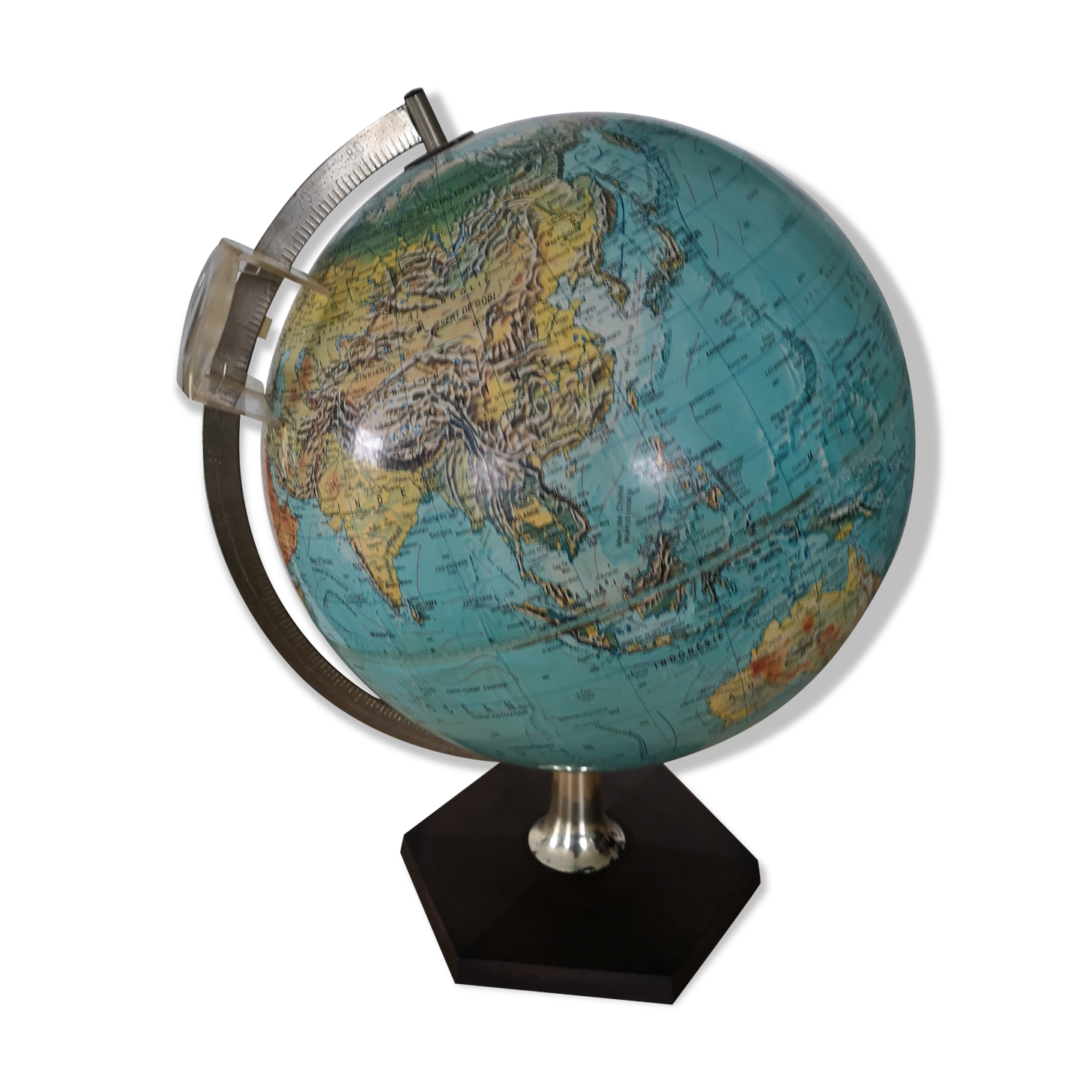 Earth globe map world vintage Denmark complete from 1972