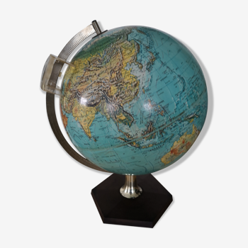 Earth globe map world vintage Denmark complete from 1972