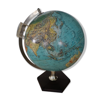 Earth globe map world vintage Denmark complete from 1972